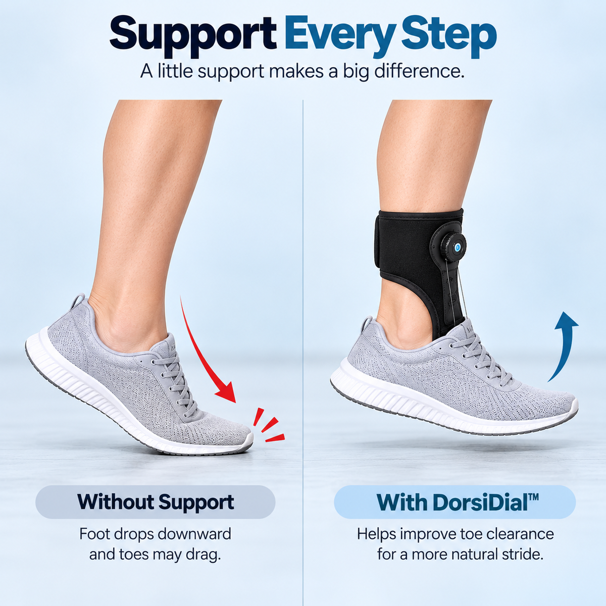 DorsiDial™ Adjustable Foot Drop Brace