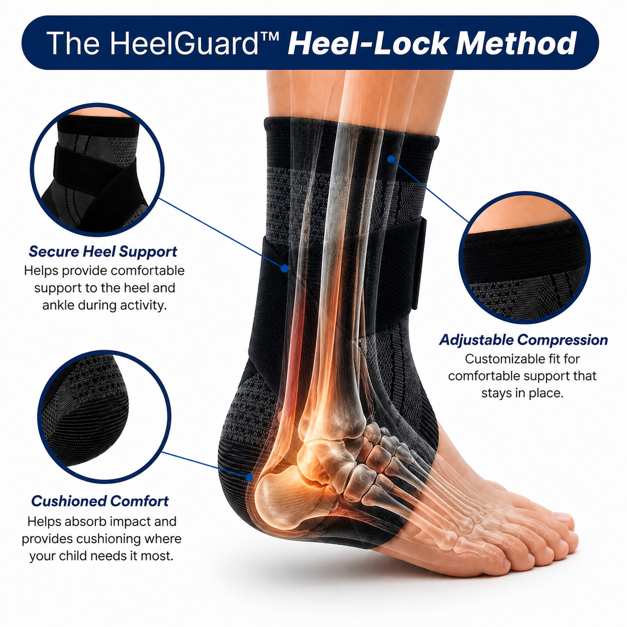 HeelGuard™ Youth Heel & Growth Plate Support Sleeve